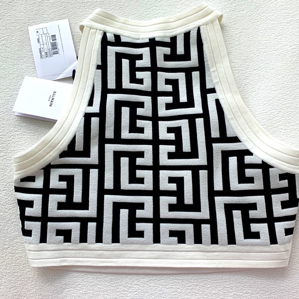 SOLD NWT Balmain Monogram Cropped Top - Picture 6 of 7